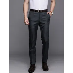 Raymond Men Checked Slim Fit Formal Trousers-picture-37