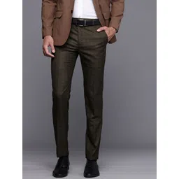 Raymond Men Checked Slim Fit Formal Trousers-picture-27