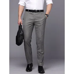 Raymond Men Checked Slim Fit Formal Trousers-picture-33