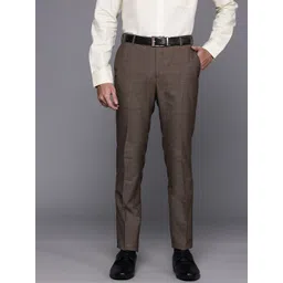 Raymond Men Checked Slim Fit Formal Trousers-picture-30