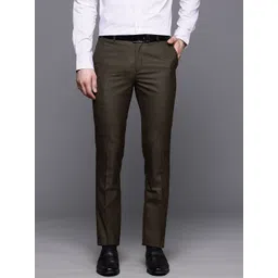 Raymond Men Checked Slim Fit Trousers-picture-30