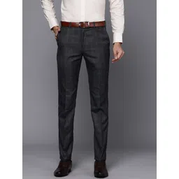 Raymond Men Checked Slim Fit Trousers-picture-26