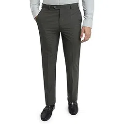 raymond Men Contemporary Fit Checks Pattern Poly Viscose Blend Pleatless Formal Trouser-picture-22