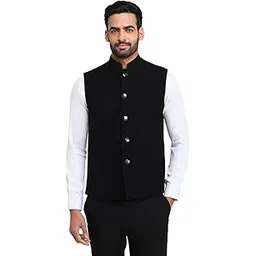 raymond Men Contemporary Fit Satin Pattern Pure Polyester Sleeveless Formal Waist Coat-picture-11