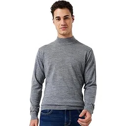 raymond Men Contemporary Fit Solid Pattern Merino Wool Acrylic Blend Turtle Neck Full Sleeve Casual Winter Wear Grey-picture-35