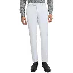 raymond Men Contemporary Fit Solid Pattern Poly Viscose Blend Flat Front Formal Trouser-picture-23