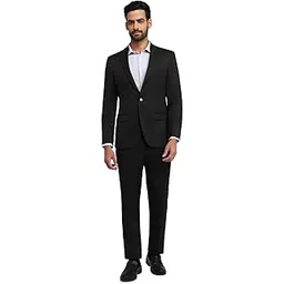 raymond Men Contemporary Fit Solid Pattern Poly Viscose Blend Notch Lapel Full Sleeve Formal Suit Brown-picture-12