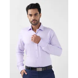 Raymond Men Contemporary Spread Collar Solid Cotton Formal Shirt-picture-10