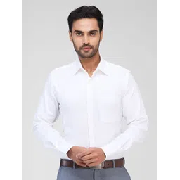 Raymond Men Contemporary Spread Collar Solid Cotton Formal Shirt-picture-18