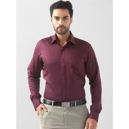 Raymond Men Contemporary Spread Collar Solid Cotton Formal Shirt-picture-20