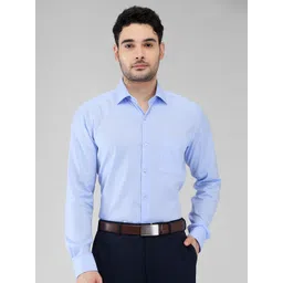 Raymond Men Contemporary Spread Collar Solid Cotton Formal Shirt-picture-13