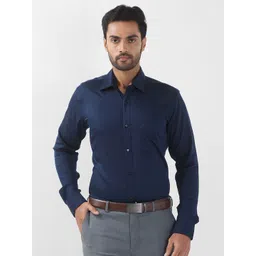 Raymond Men Contemporary Spread Collar Solid Cotton Formal Shirt-picture-17