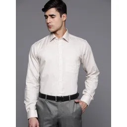 Raymond Men Cream-Coloured Pure Cotton Slim Fit Checked Formal Shirt-picture-31