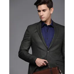 Raymond Men Dark Grey Notched Lapel Collar Slim-Fit Single-Breasted Formal Blazer-picture-30