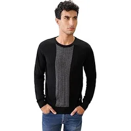 raymond Men Full Sleeve Regular Fit Structure Cable Pattern Acrylic Wool Blend Round Neck Round Neck Casual Sweater-picture-18