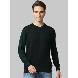 Raymond Men Green & Black Printed Pullover-picture-11