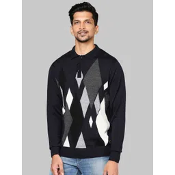 Raymond Men Grey & White Argyle Printed Pullover-picture-32