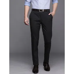 Raymond Men Mid-Rise Slim Fit Checked Formal Trousers-picture-38