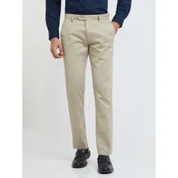 Raymond Men Pure Cotton Textured Slim Fit Chinos Trousers-picture-40