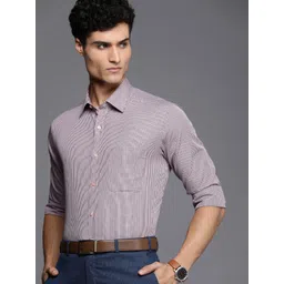 Raymond Men Red And Brown Slim Fit Micro Checked Pure Cotton Formal Shirt-picture-38