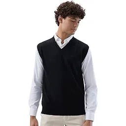 raymond Men Regular Fit Solid Pattern Marino Wool Acryalic Blend Sleeveless V Neck Casual Winter Wear-picture-34