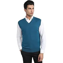 raymond Men Regular Fit Solid Pattern Marino Wool Acryalic Blend Sleeveless V Neck Casual Winter Wear-picture-36