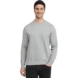 raymond Men Reguler Fit Solid Pattern Cotton Polyester Blend Crew Neck Full Sleeve Casual Sweatshirt-picture-23