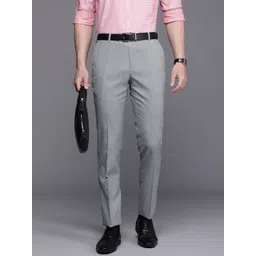 Raymond Men Self Design Textured Slim Fit Formal Trousers-picture-34