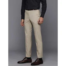 raymond Men Slim Fit Beige Polyester Trousers-picture-12