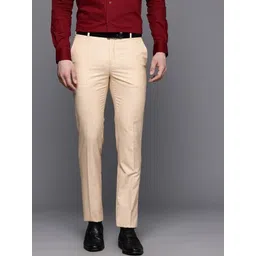 raymond Men Slim Fit Beige Polyester Trousers-picture-31