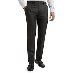 raymond Men Slim Fit Checks Pattern Poly Viscose Blend Pleatless Formal Trouser-picture-21