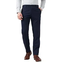 raymond Men Slim Fit Checks Pattern Polyester Blend Pleatless Formal Trouser-picture-43