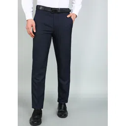 raymond Men Slim Fit Dark Blue Polyester Trousers-picture-26