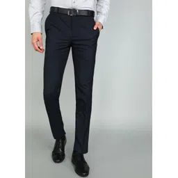 raymond Men Slim Fit Dark Blue Polyester Trousers-picture-23