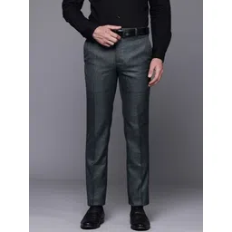 raymond Men Slim Fit Grey Polyester Trousers-picture-13