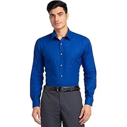 raymond Men Slim Fit Solid Pattern Pure Cotton Semi Cutaway Collar Full Sleeve Formal Shirt-picture-13