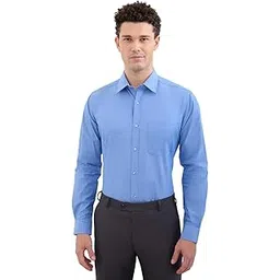 raymond Men Slim Fit Solid Pattern Pure Cotton Semi Cutaway Collar Full Sleeve Formal Shirt-picture-39