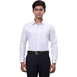 raymond Men Slim Fit Solid Pattern Pure Cotton Semi Cutaway Collar Full Sleeve Formal Shirt-picture-15
