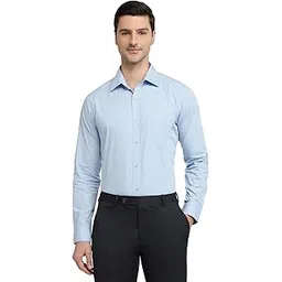 raymond Men Slim Fit Solid Pattern Pure Cotton Semi Cutaway Collar Full Sleeve Formal Shirt-picture-18