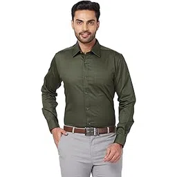 raymond Men Slim Fit Solid Pattern Pure Cotton Semi Cutaway Collar Full Sleeve Formal Shirt-picture-10