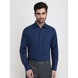 Raymond Men Smart Slim Fit Textured Spread Collar Cotton Formal Shirt-picture-19