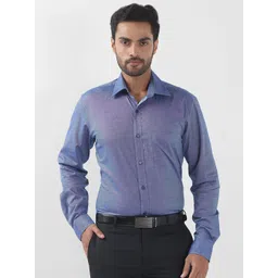 Raymond Men Spread Collar Solid Cotton Slim Fit Formal Shirt-picture-11