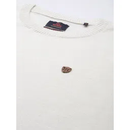 Raymond Men White & Blue Self-Design Pullover image 2