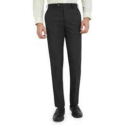 raymond Men's Checks Pattern Contemporary Fit Poly Viscose Blend Flat Front Formal Trouser-picture-39