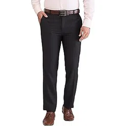 raymond Men's Contemporary Fit Solid Pattern Terylene Rayon Blend Flat Front Formal Trouser-picture-35