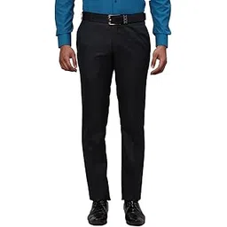 raymond Men's Mid Rise Slim Fit Structure Pattern Polyester Viscose Blend Flat Front Trouser-picture-28
