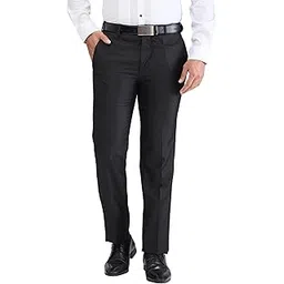 raymond Men's Mid Rise Solid Pattern Contemporary Fit Polyester Blend Flat Front Formal Trouser-picture-36
