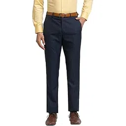 raymond Men's Polyester Blend Checks Pattern Contemporary Fit Flat Front Formal Trouser-picture-30