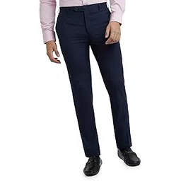 raymond Men's Polyester Blend Checks Pattern Slim Fit Flat Front Formal Trouser-picture-32