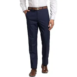 raymond Men's Polyviscose Blend Checks Pattern Contemporary Fit Flat Front Formal Trouser-picture-25